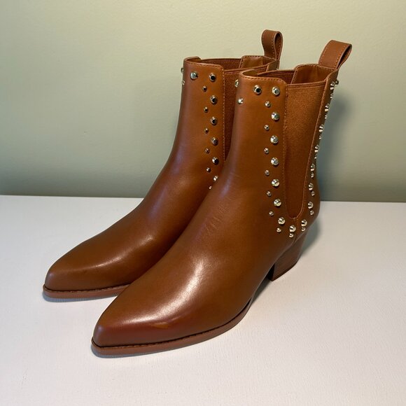Michael Kors Kinlee Astor Studded Leather Ankle Boot - Picture 1 of 12